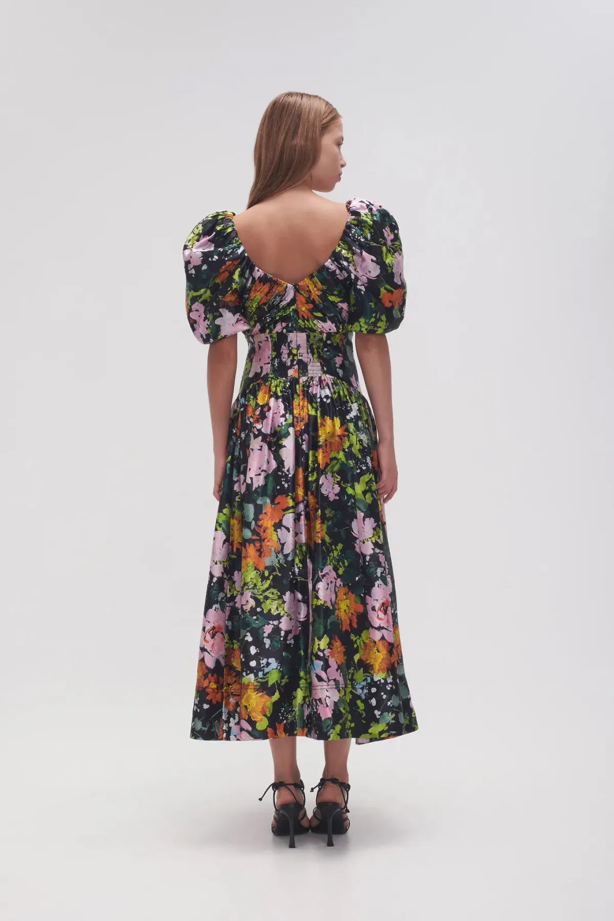 Aje Gabrielle Plunge Midi Dress Midnight Floral Size AU 10  - Image 3