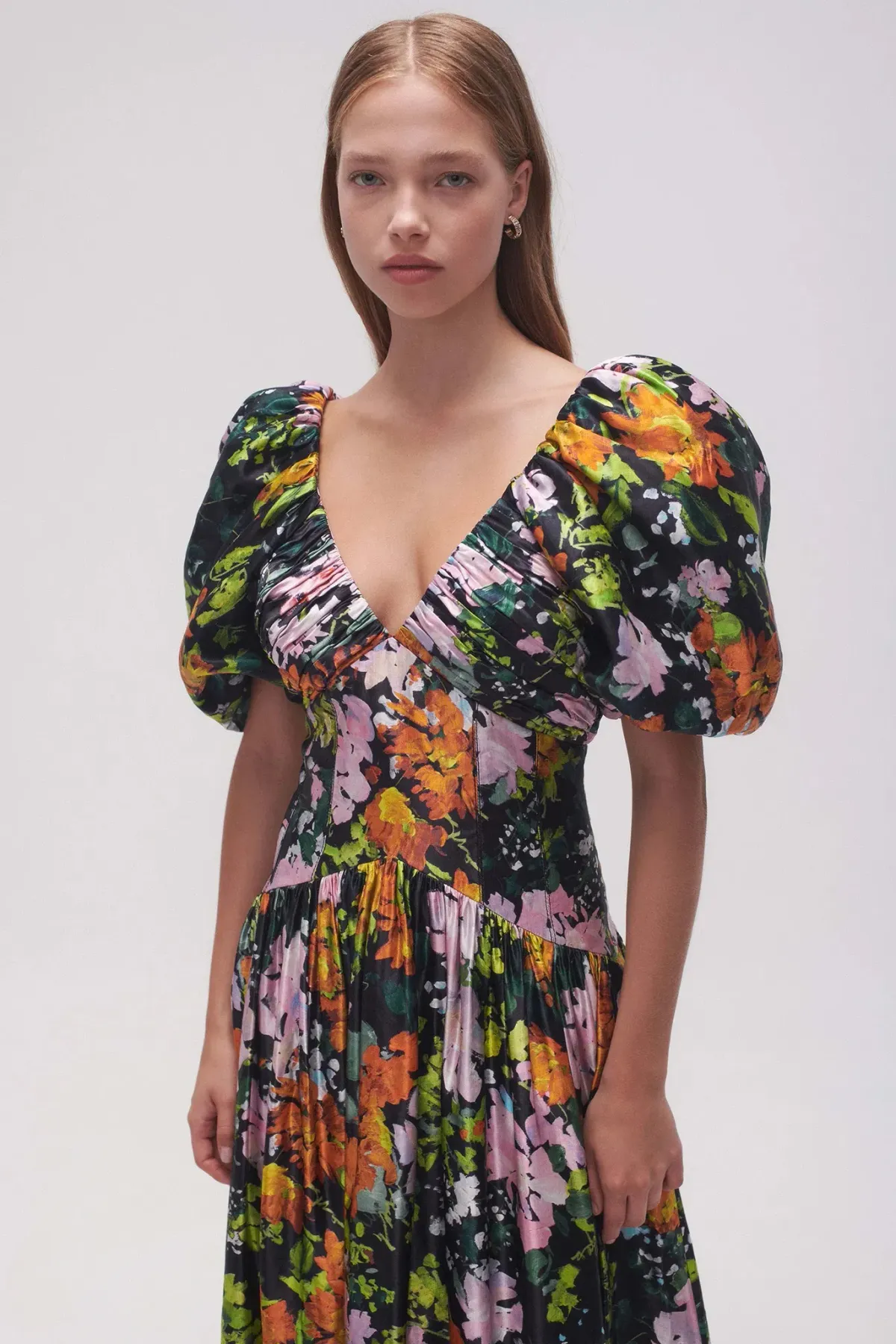 Aje Gabrielle Plunge Midi Dress Midnight Floral Size AU 10  - Image 2