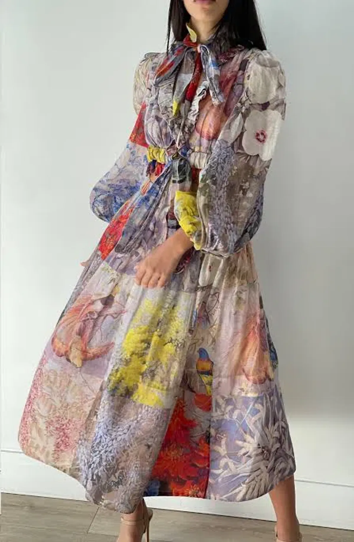 Zimmermann Botanica Crop Bodice Top and Midi Skirt Set Book Print Size 0 / AU 8 - Image 4