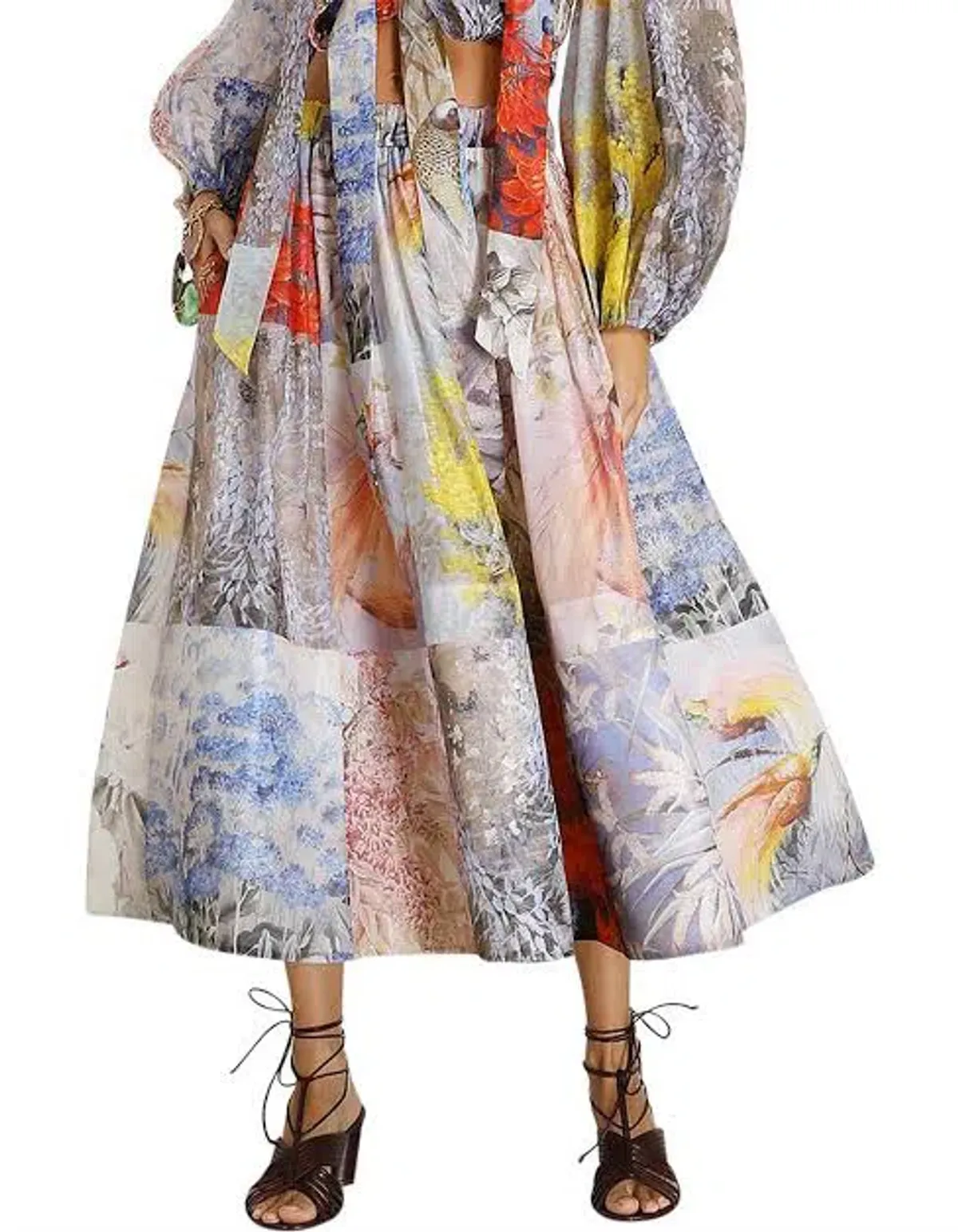 Zimmermann Botanica Crop Bodice Top and Midi Skirt Set Book Print Size 0 / AU 8 - Image 3