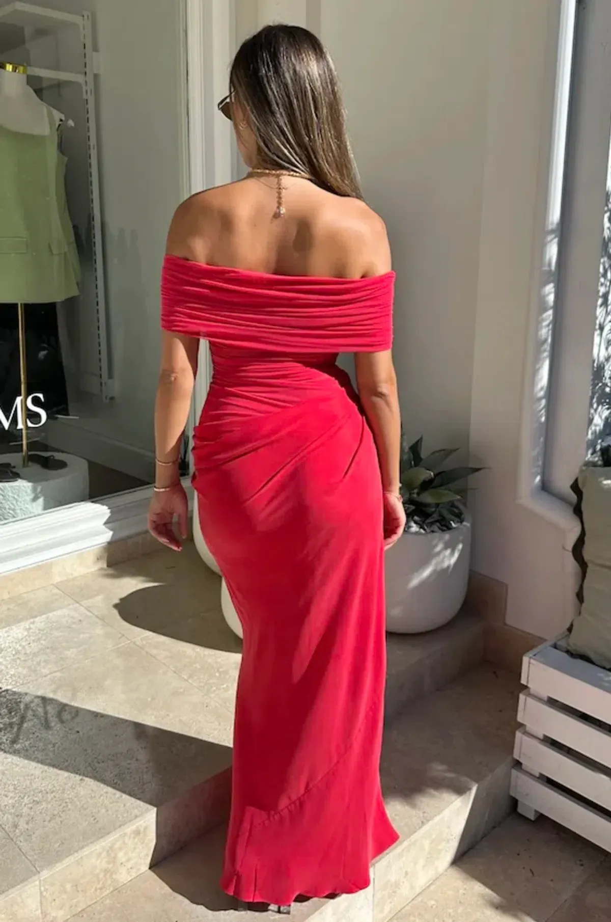 Benni Nico Off Shoulder Maxi Dress Watermelon Size 6 - Image 2