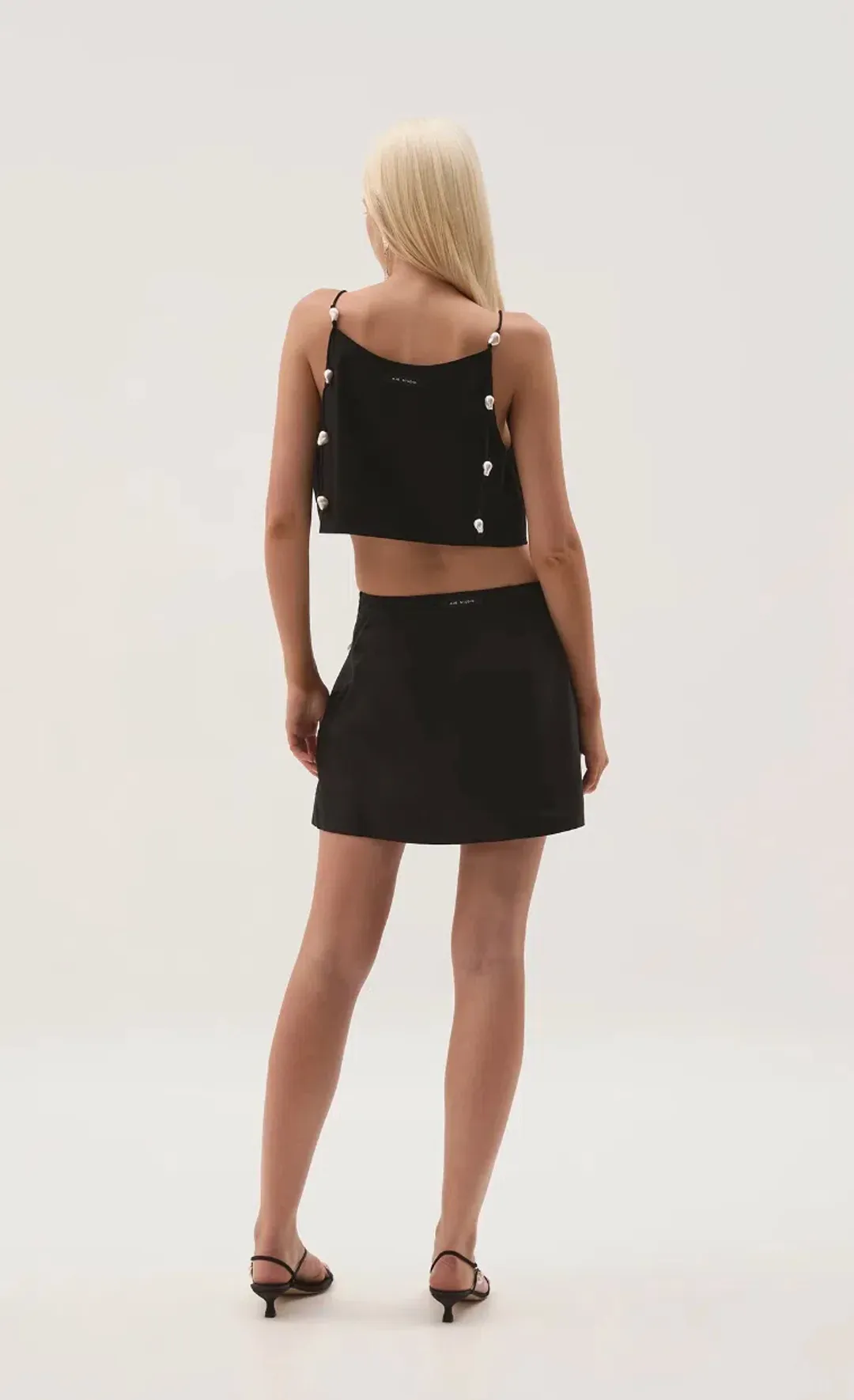 Aje  Akoya Crop and Mini Skirt Set Black Size 14 for rent on The Volte - main image