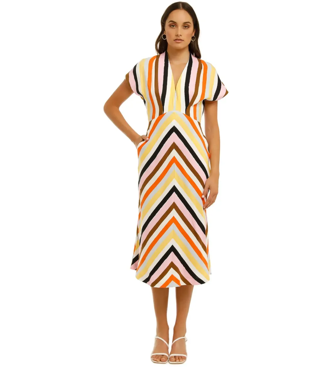 Rebecca Vallance Franklin SS Midi Dress Multi Size 8 for rent on The Volte - main image