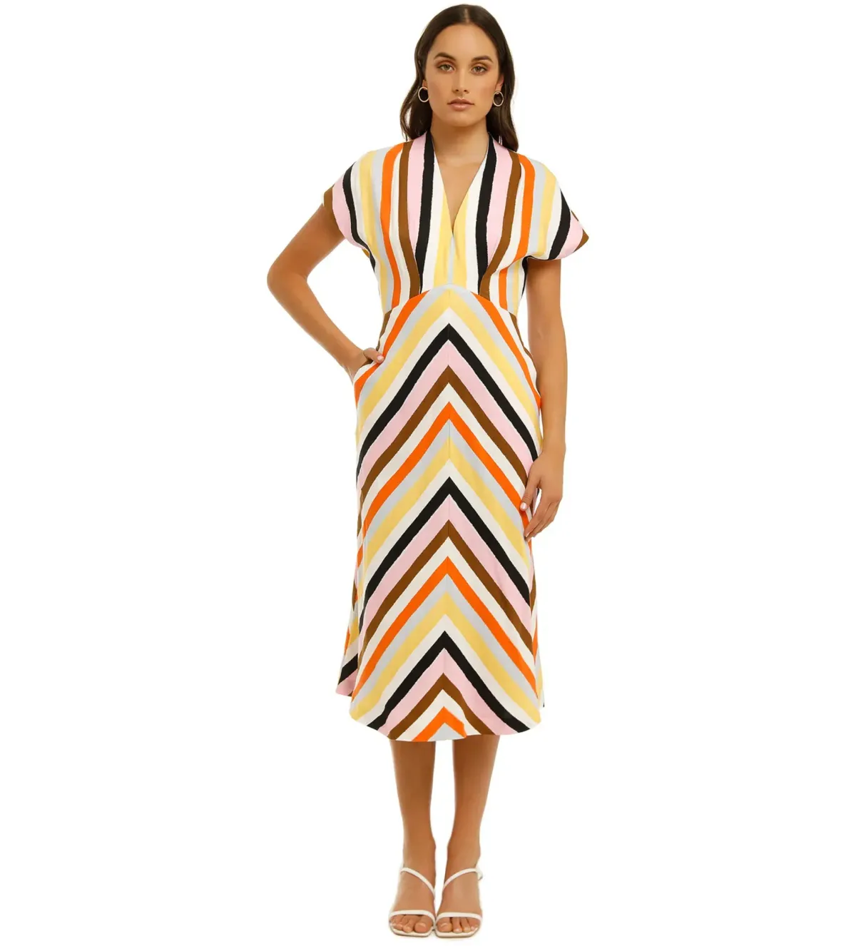 Rebecca Vallance Franklin SS Midi Dress Multi Size 8 - Image 1