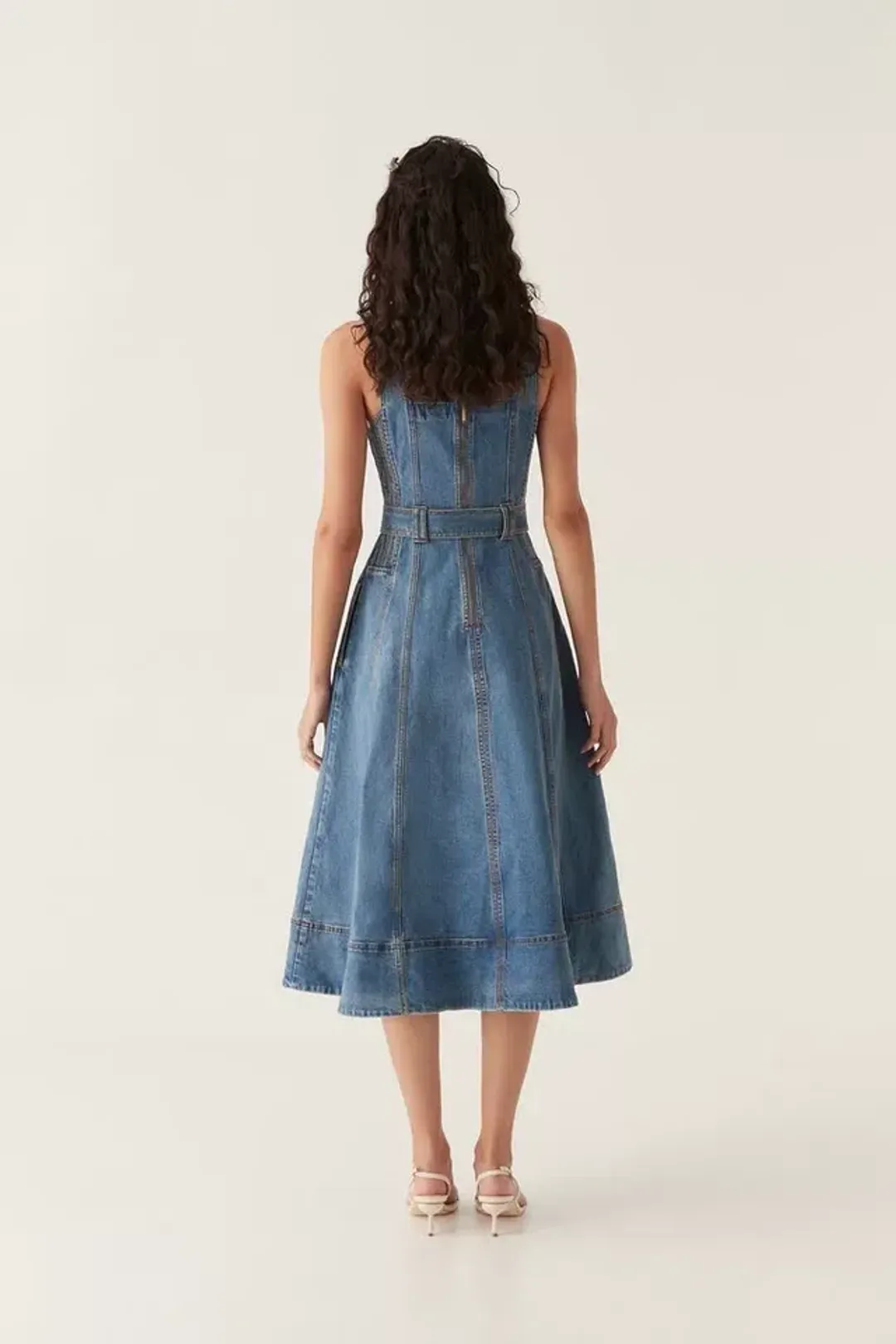 Aje Clay Denim Midi Dress 90s Wash Size AU 14 for rent on The Volte - main image
