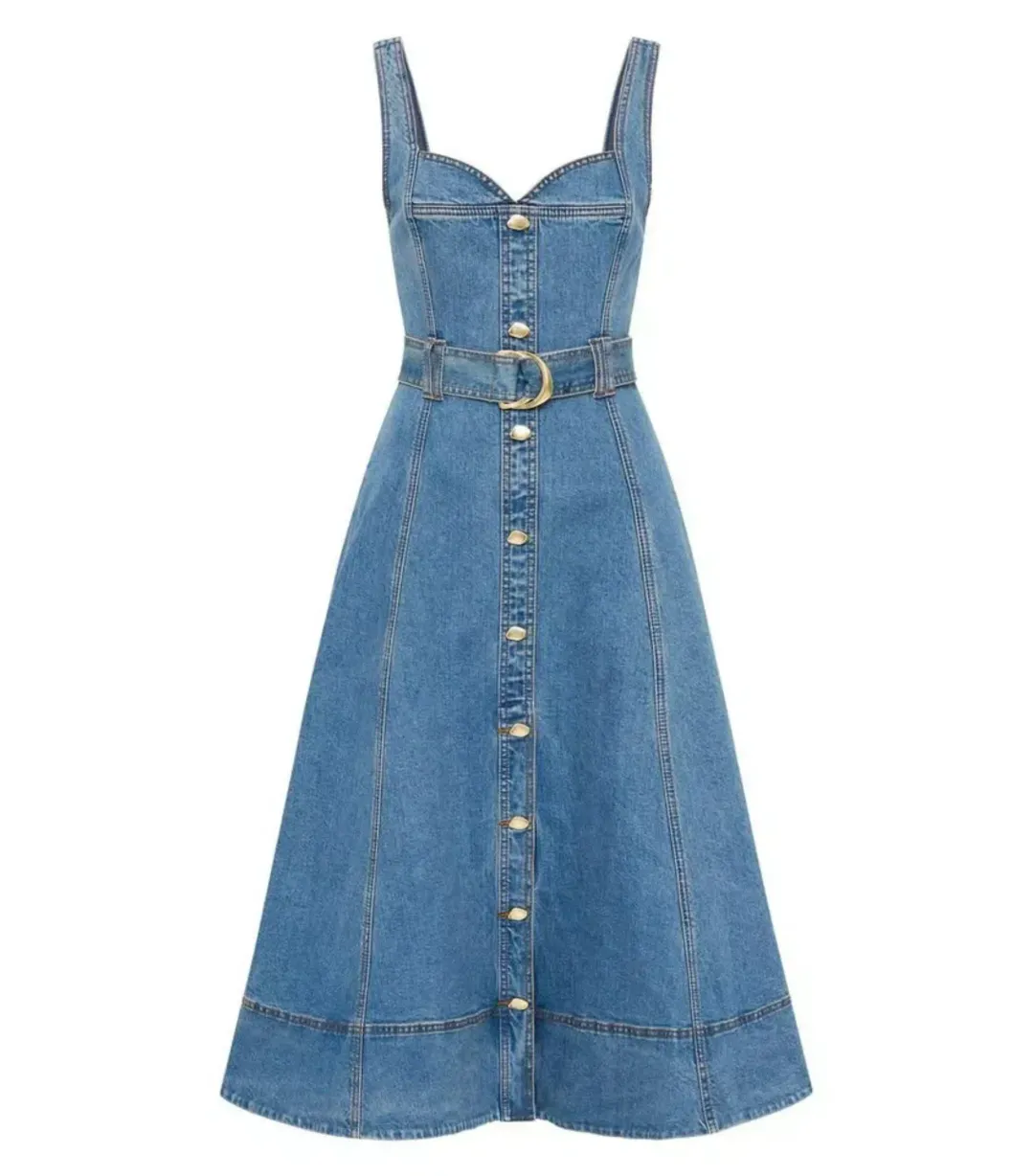 Aje Clay Denim Midi Dress 90s Wash Size AU 14 for rent on The Volte - main image