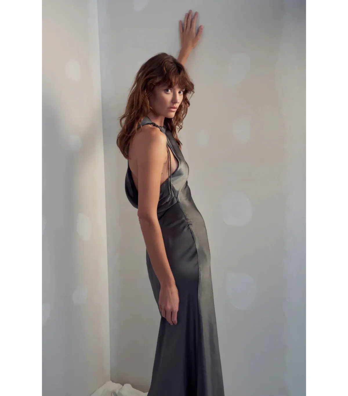 Misha Santana Gloss Satin Maxi Dress in Pewter Size 8/S - Image 6