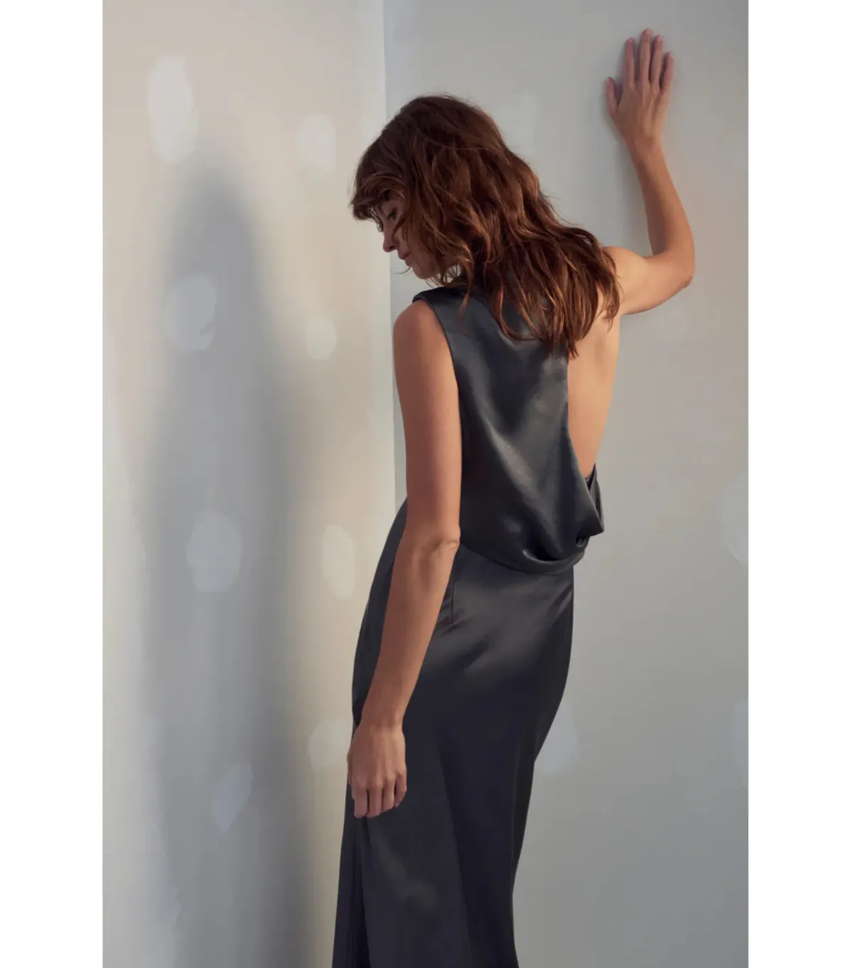 Misha Santana Gloss Satin Maxi Dress in Pewter Size 8/S - Image 5