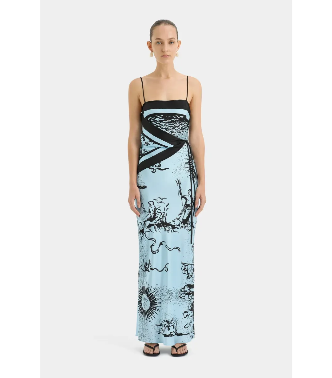 Sir the Label Dreamwood Scarf Midi Dress Brise Soleil Size 1 / AU 8 for rent on The Volte - main image