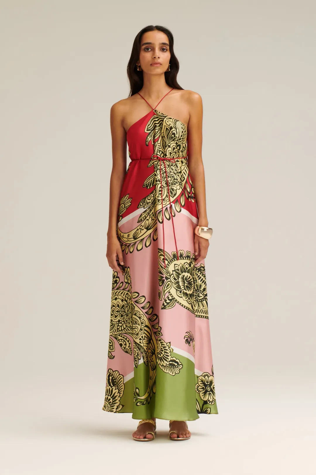 Scanlan Theodore Silk Harrow Print Maxi Dress Red/Pink Size AU 8  for rent on The Volte - main image