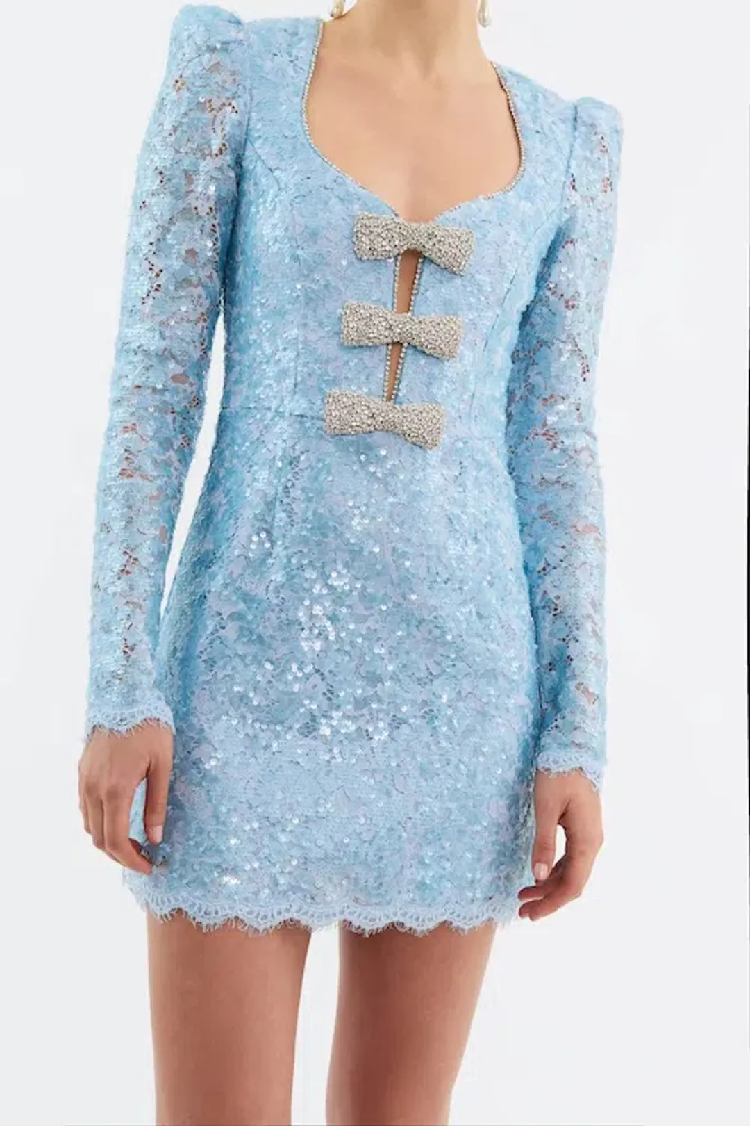 Rebecca Vallance Leyla Long Sleeve Mini Dress Blue Size AU 12 for rent on The Volte - main image