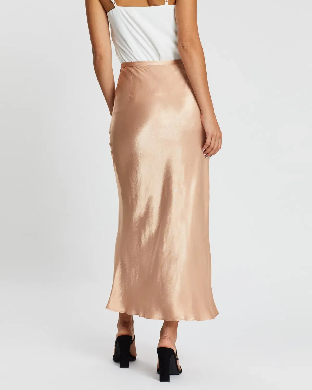 Shona Joy Wright Bias Midi Skirt in Gold Size 8 - Image 3