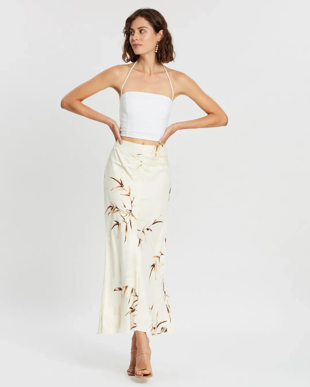 Shona Joy Horizon Ruched Bias Midi Skirt Print Size 8 for rent on The Volte - main image