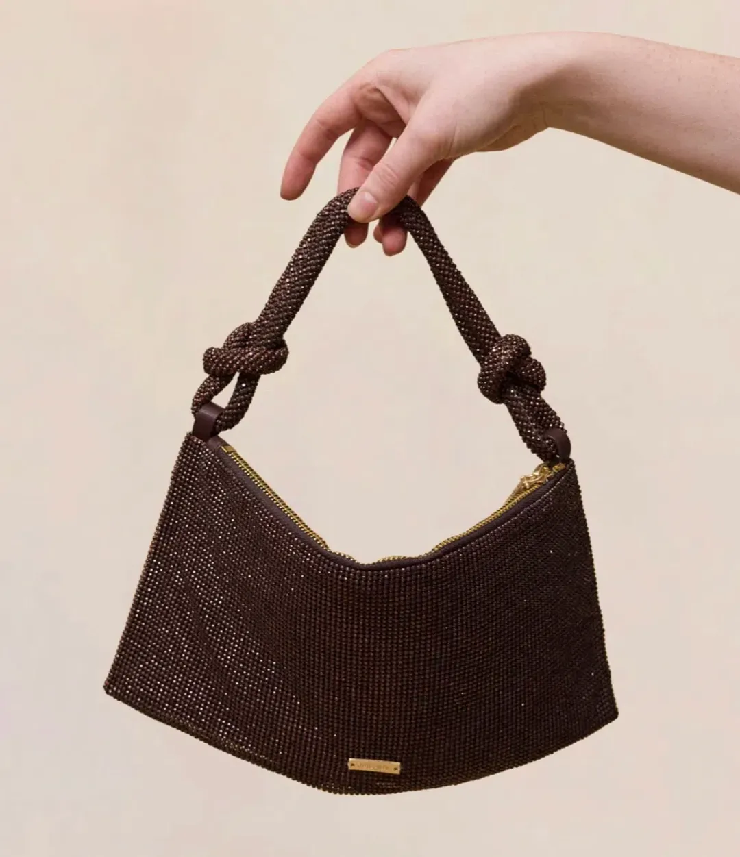 HERA NANO RHINESTONE SHOULDER BAG Brown Java for rent on The Volte - main image