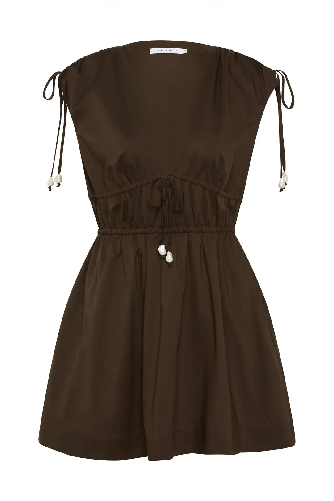Aje Studio Marley Mini Dress Chocolate Size 8 for rent on The Volte - main image