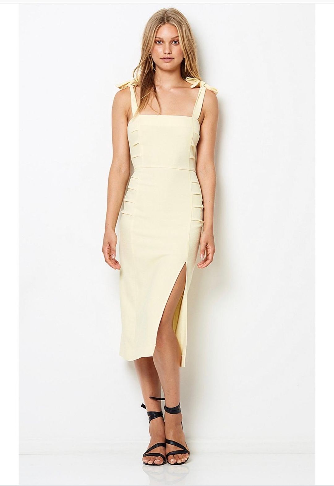 Bec & Bridge Bonita Tie Midi Dress Butter Yellow Size 10 for rent on The Volte - main image
