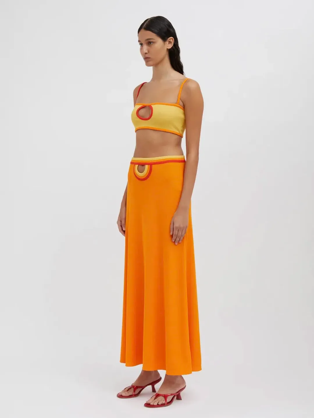 Christopher Esber Multi Verner Loop Hole Skirt Tangerine Multi Size 10 for rent on The Volte - main image