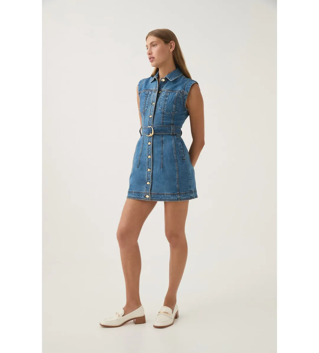 Aje Darcie Denim Mini Dress Blue Size 8  for rent on The Volte - main image