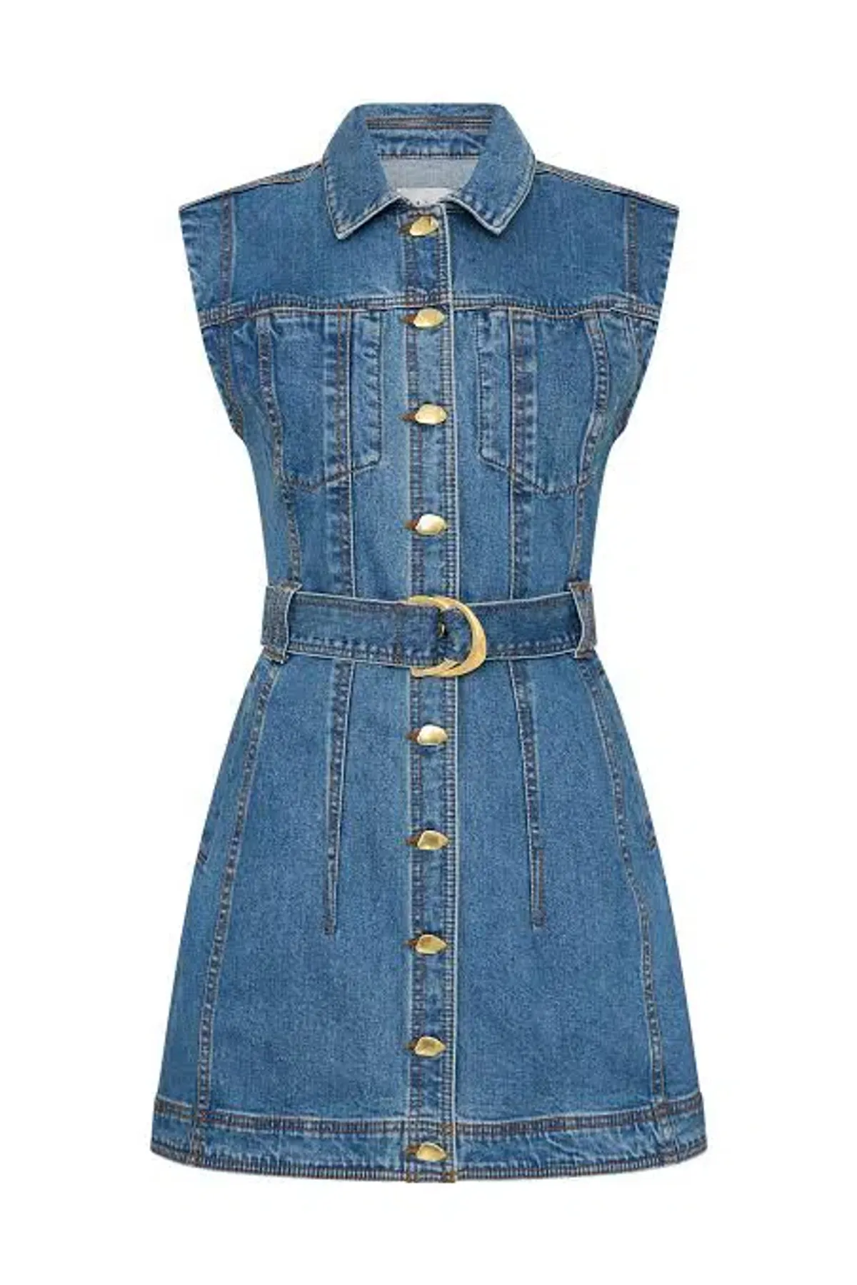 Aje Darcie Denim Mini Dress Blue Size 8  - Image 3
