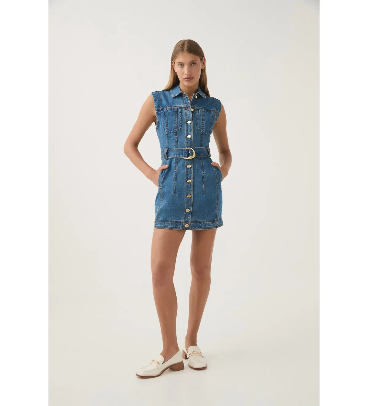 Aje Darcie Denim Mini Dress Blue Size 8  - Image 2