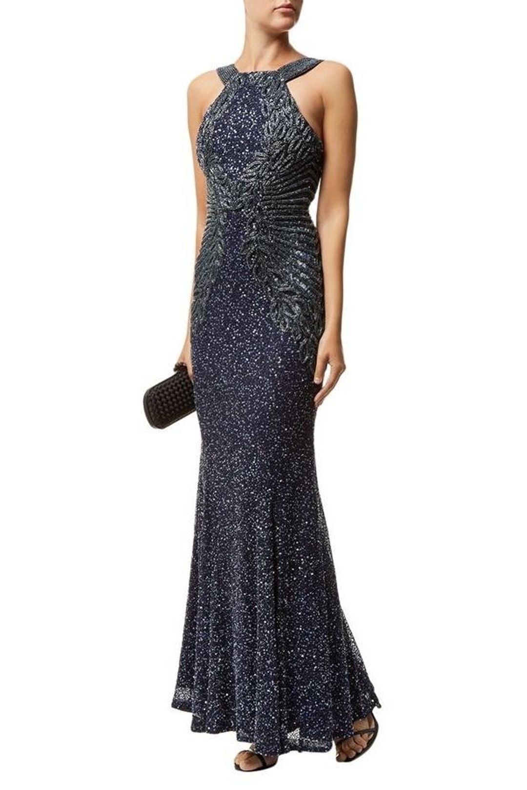 Rachel Gilbert Saskia Beaded Gown Navy Size AU 12 for rent on The Volte - main image
