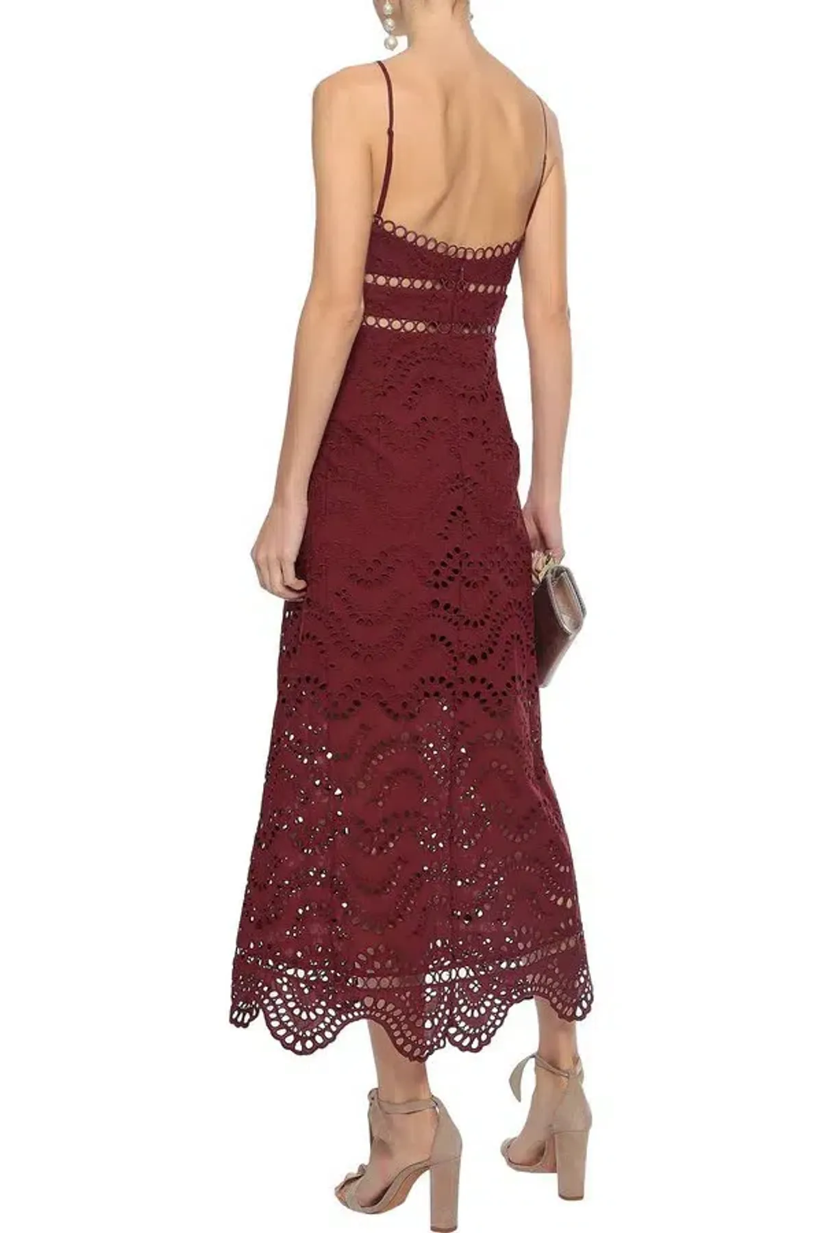 Zimmermann Jaya Wave Bodice Midi Dress Maroon Merlot Size 2 / AU 12 - Image 2