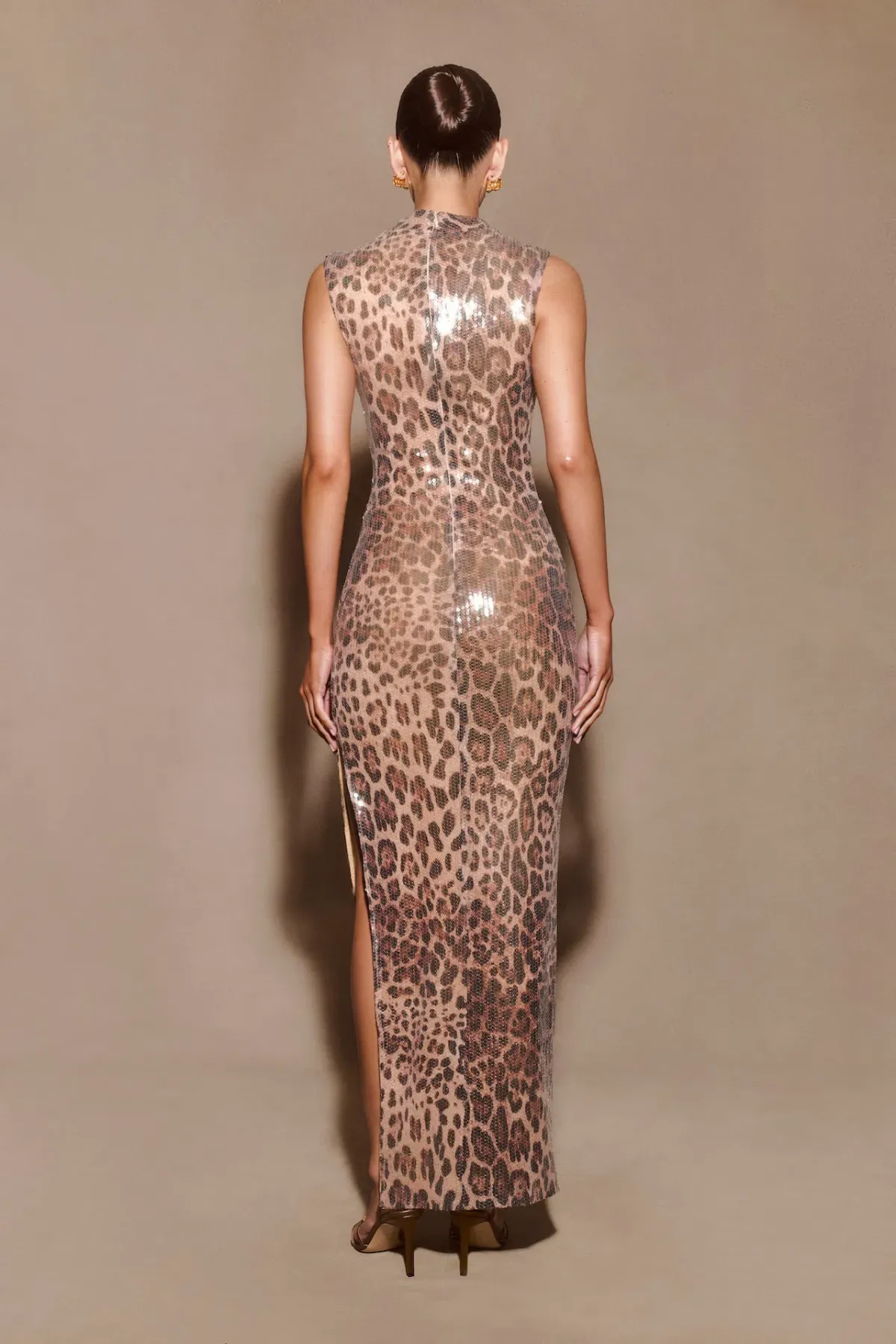 Meshki Veronica Sequin Midi Dress in Leopard Print Size 8 - Image 2