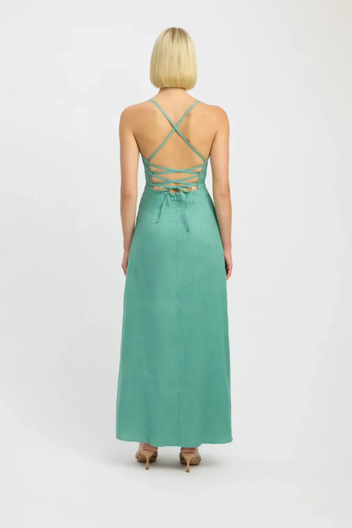 Kookai Palm Cross Back Dress Maxi Four Leaf Clover Green Size 6 - Image 2