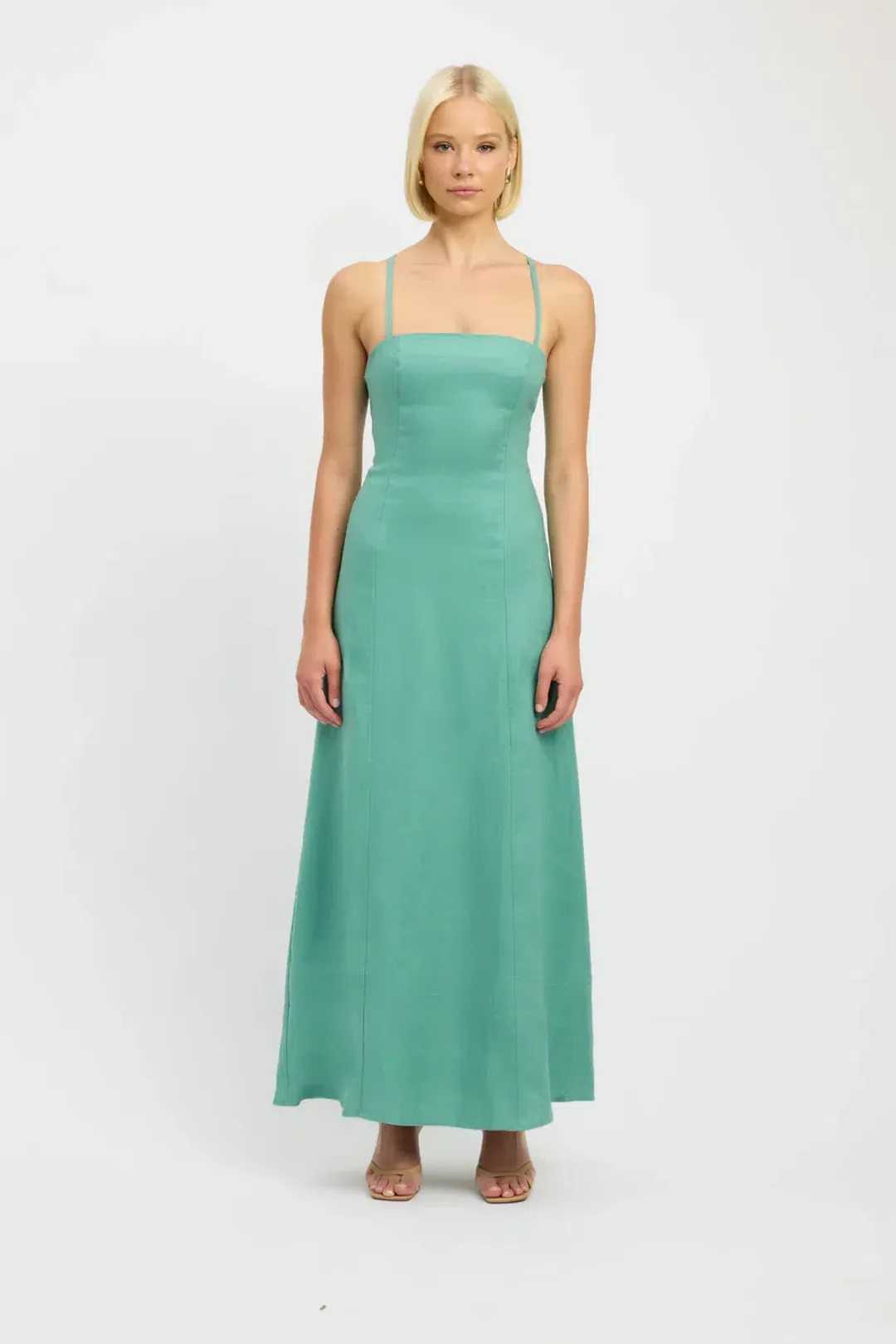 Kookai Palm Cross Back Dress Maxi Four Leaf Clover Green Size 6 for rent on The Volte - main image