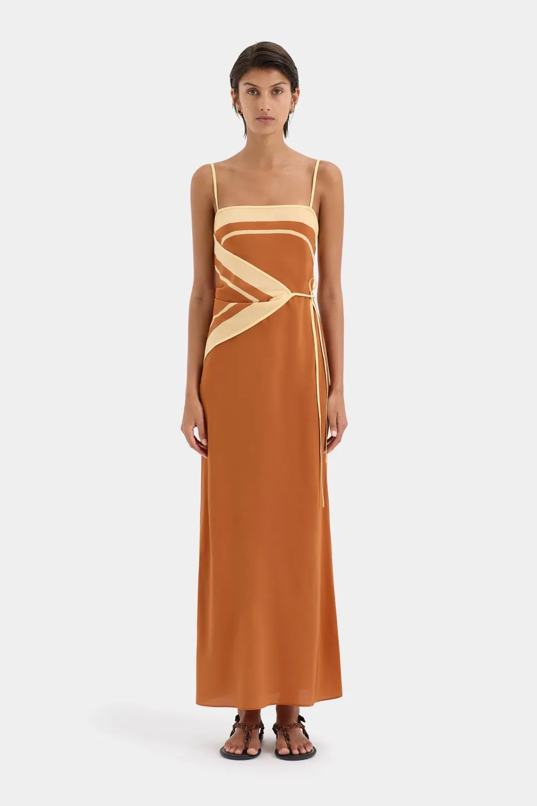 Sir The Label Soma Scarf Midi Dress Rust Size 3 / AU 12  for rent on The Volte - main image