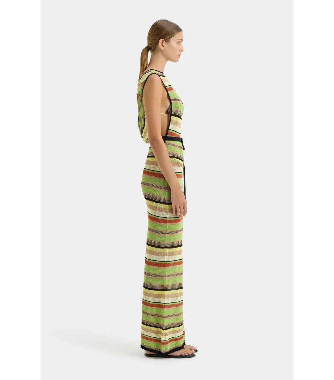 Sir The Label Coastline Tie Dress in Palm Stripe Size 2 / AU 10 for rent on The Volte - main image