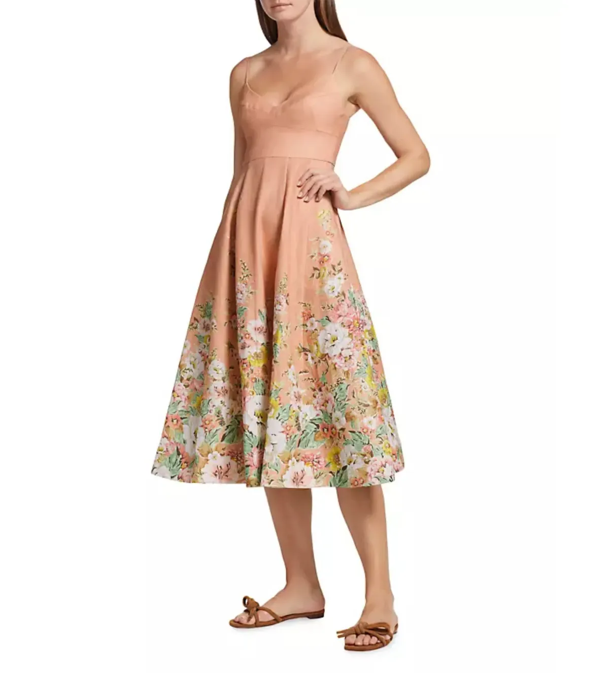 Zimmermann Matchmaker Picnic Dress in Buff & Coral Floral Size 3 / AU 14 - Image 1