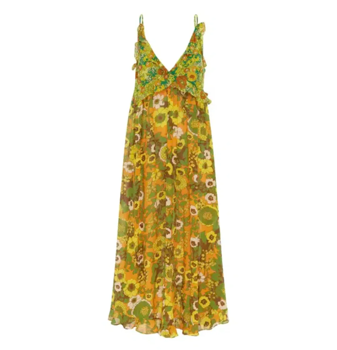 Alemais Jeff Spliced Frill Midi Dress Print Size 16  for rent on The Volte - main image