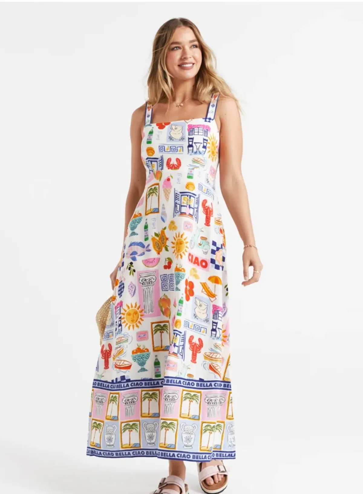 Sportsgirl Kira Linen Blend Midi Dress Multi Size 8  - Image 1