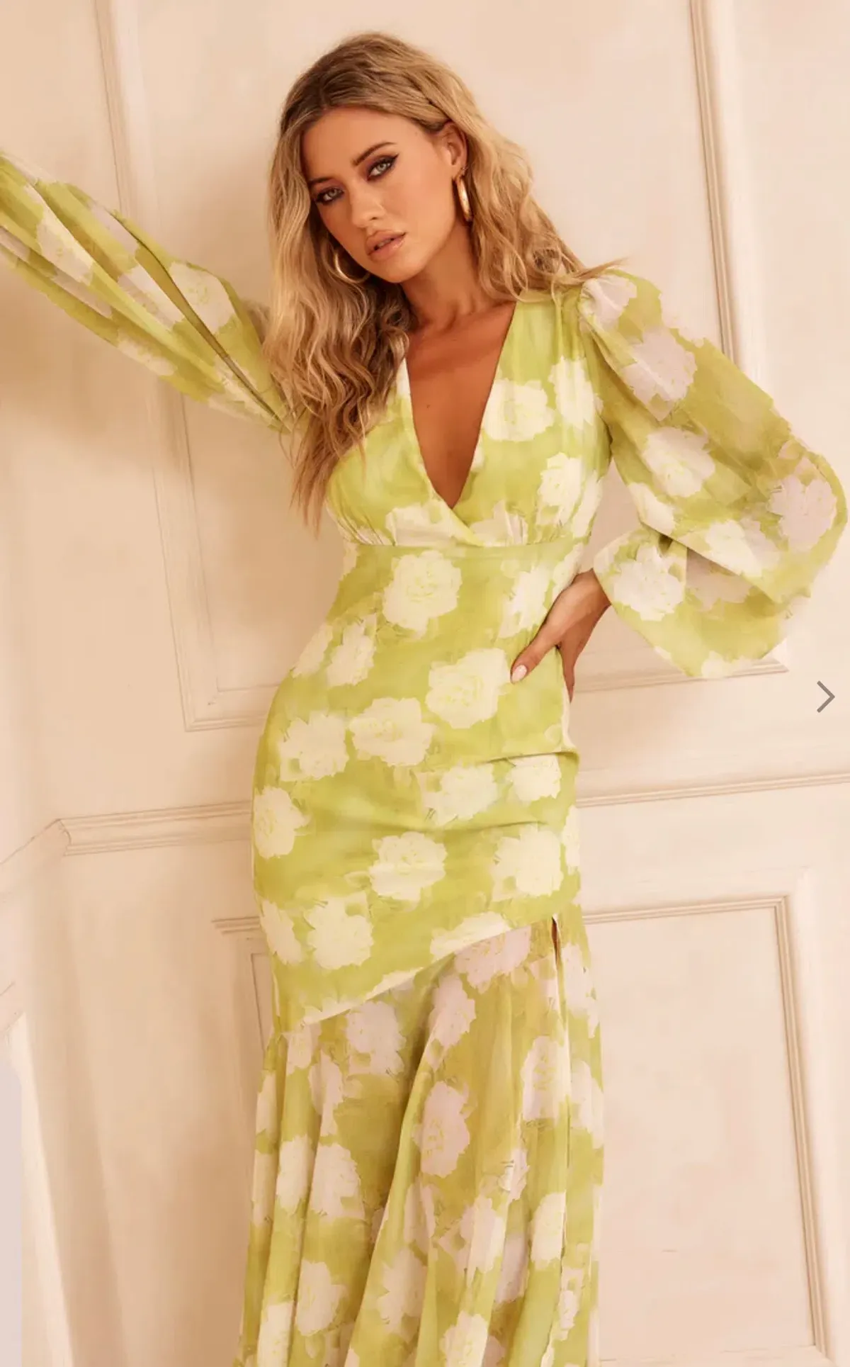 Sage & Paige Formation Midi Dress Lime - Image 2