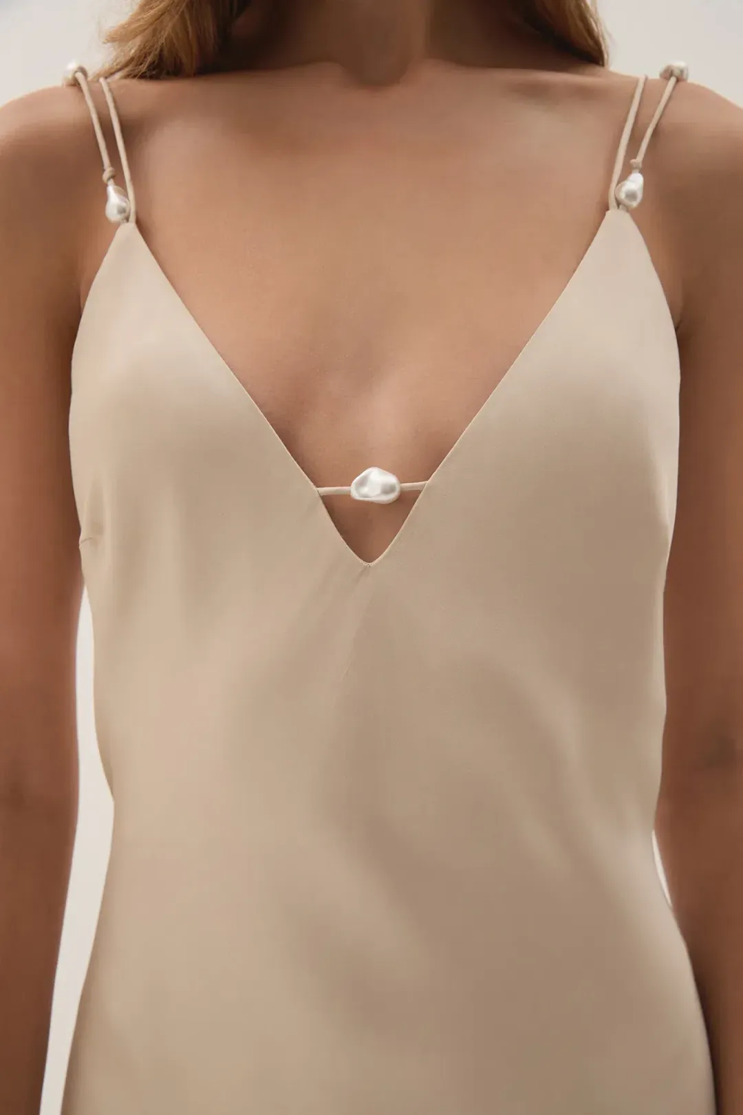 Aje Studio Crossback Midi Dress Oat Size 8 for rent on The Volte - main image