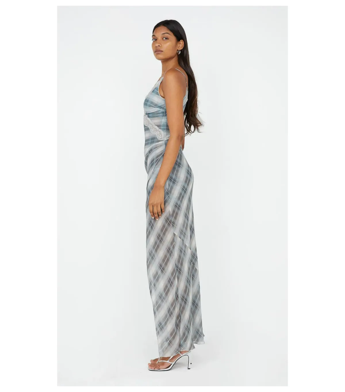 Bec & Bridge Seanna Asymmetrical Maxi Dress in Storm Check Size AU 6 - Image 3