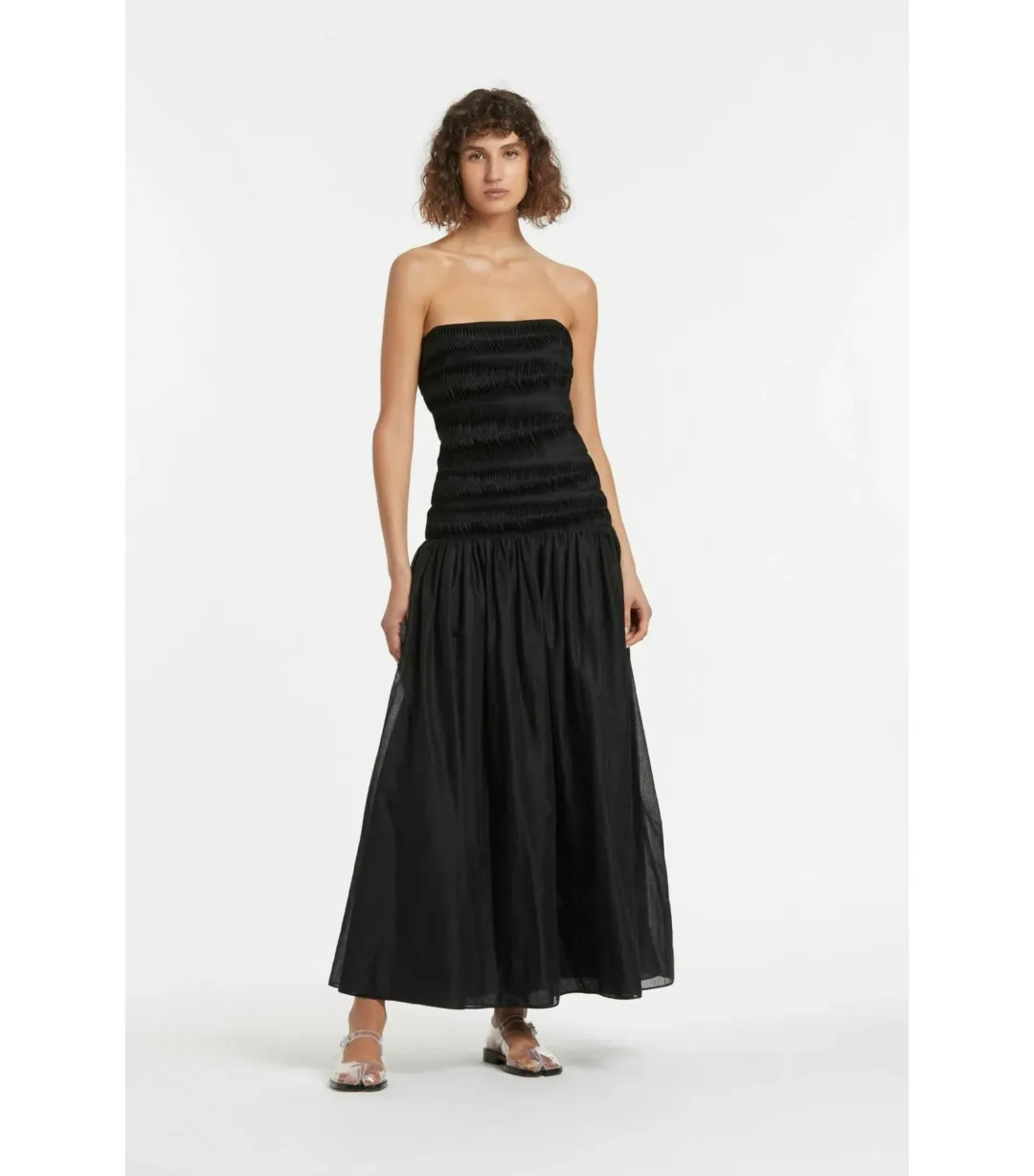 Sir The Label Xanthe Strapless Midi Dress in Black Size 3 / AU 12 for rent on The Volte - main image