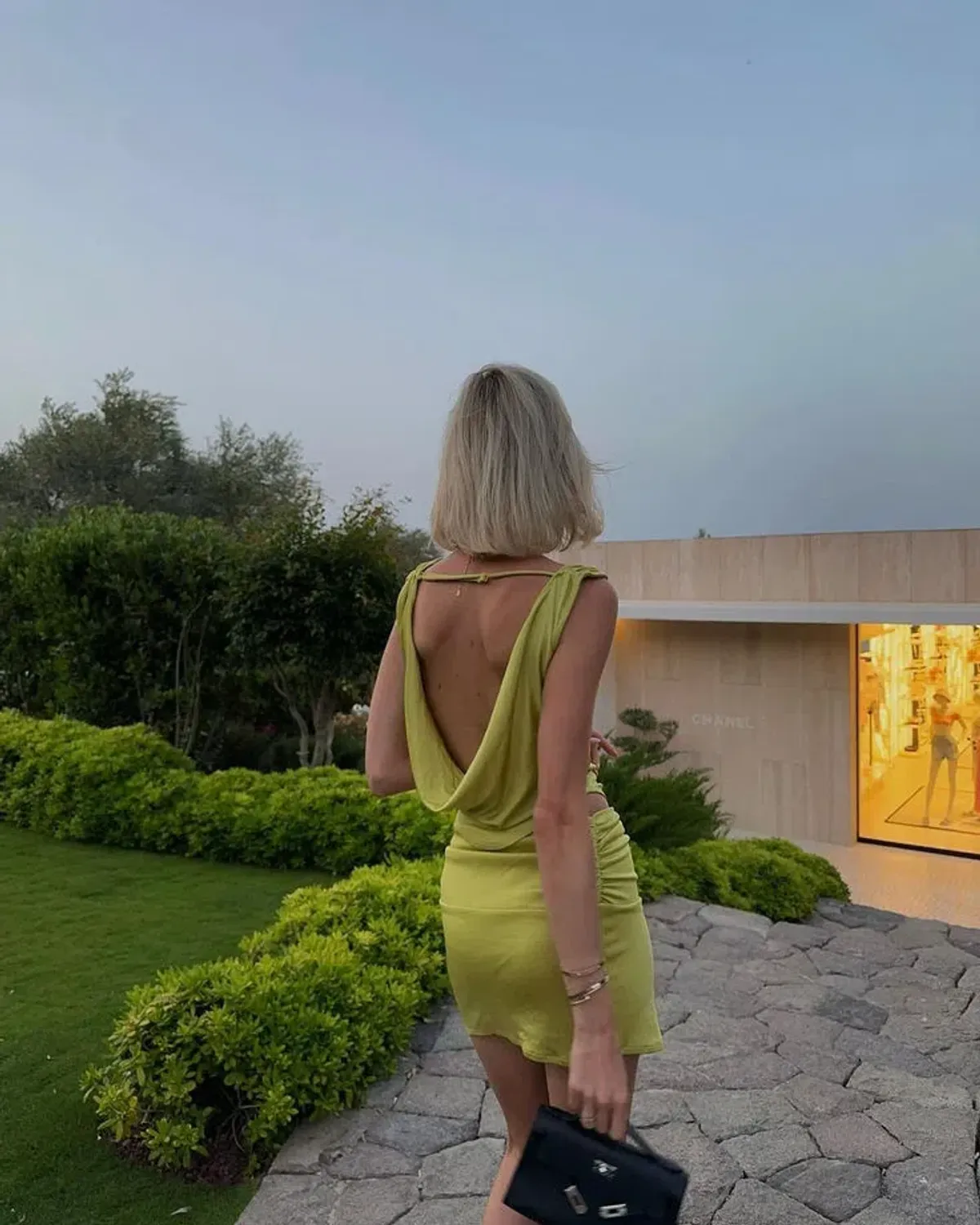 Asta Resort Chloe Top and Mini Skirt Set Chartreuse Size 6 - Image 4