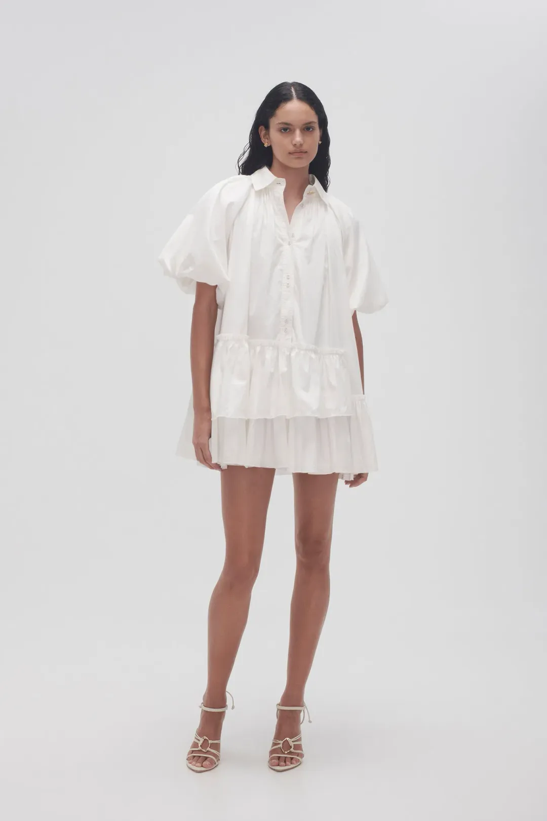 Aje Ambience Smock Mini Dress Ivory Size 6 for rent on The Volte - main image