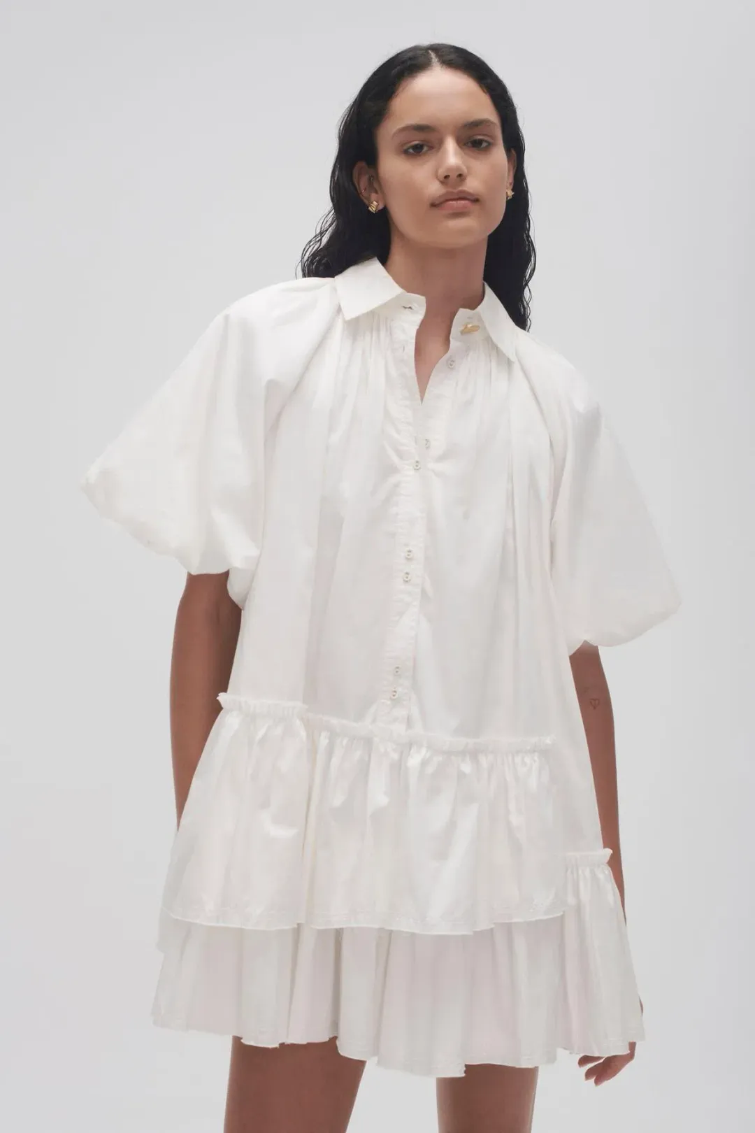 Aje Ambience Smock Mini Dress Ivory Size 6 for rent on The Volte - main image