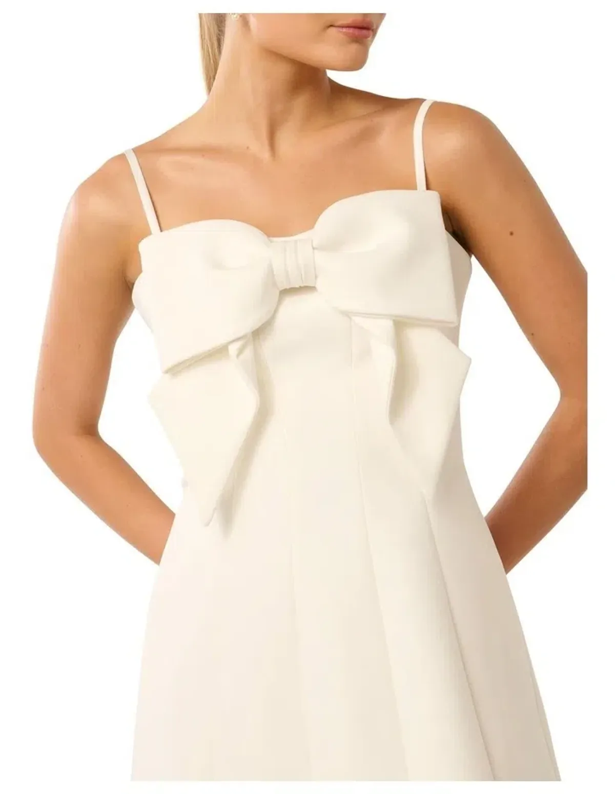 Forever New Hayley Bow Front Mini Dress Porcelain Size AUS 10 - Image 4