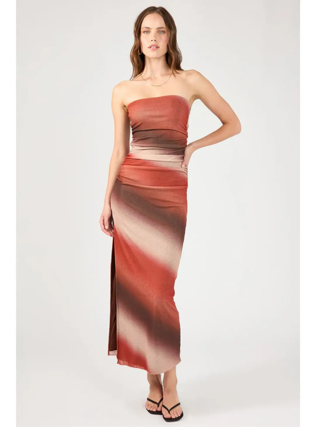 Perfect Stranger Superstition Mesh Maxi Dress Brown Print Size 8 for rent on The Volte - main image