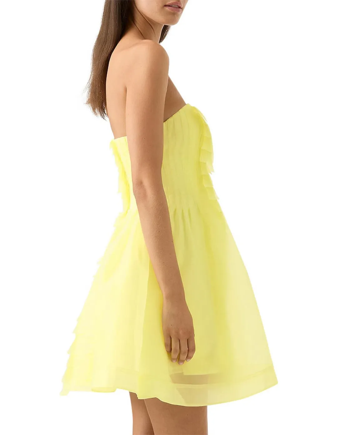 Aje Astrid Strapless Mini Dress Lemon Yellow Size 8 for rent on The Volte - main image