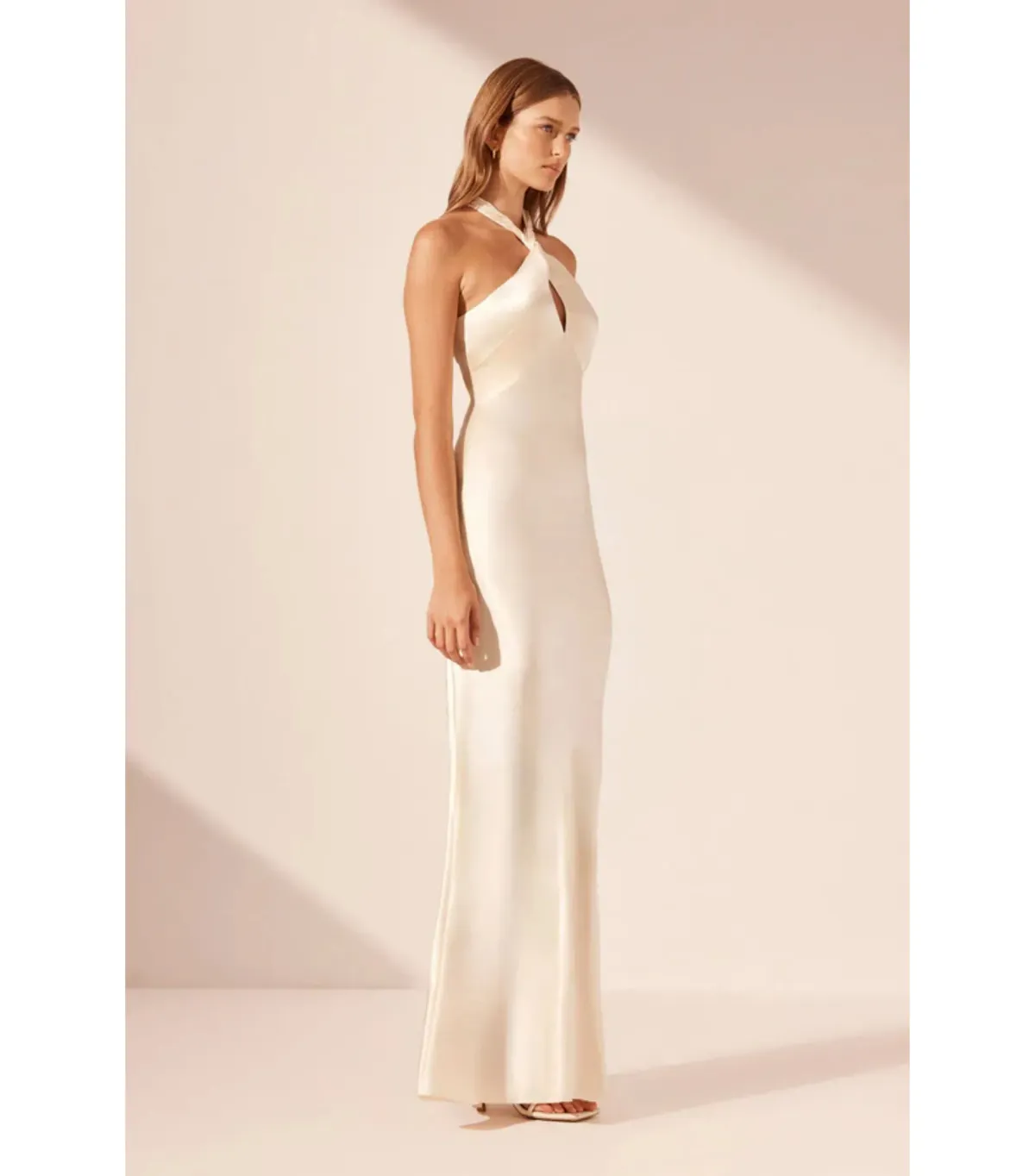 Shona Joy La Lune High Neck Twist Maxi Dress Cream Size AU 10 - Image 3