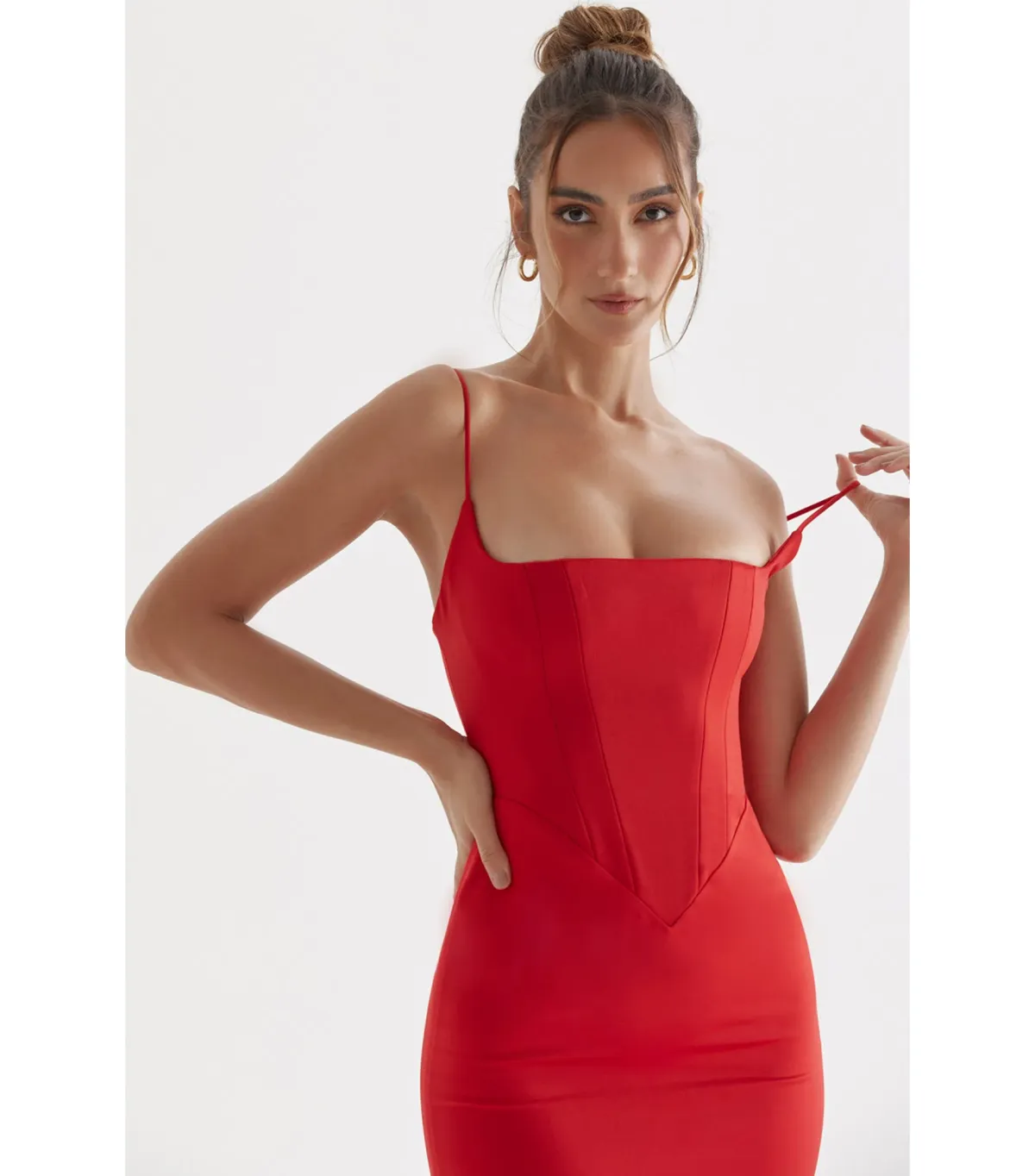 House of CB Olivette Satin Corset Maxi Dress Red Rose Size AU 8 - Image 4