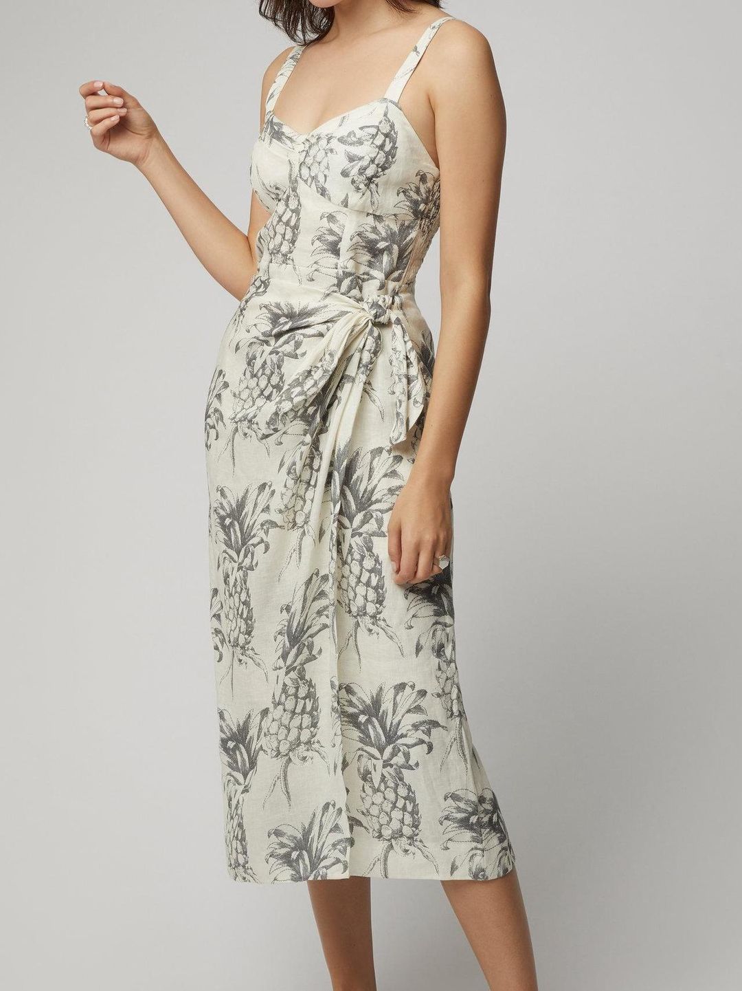 Zimmermann Wayfarer Printed Linen Wrap Dress in White Print Size 3 for rent on The Volte - main image