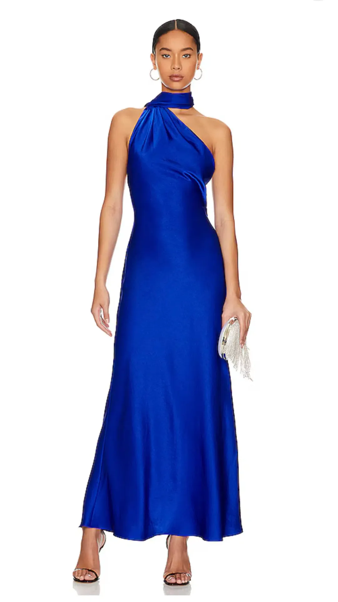 Misha Alastair Satin Gown Maxi Blue Size 8 for rent on The Volte - main image