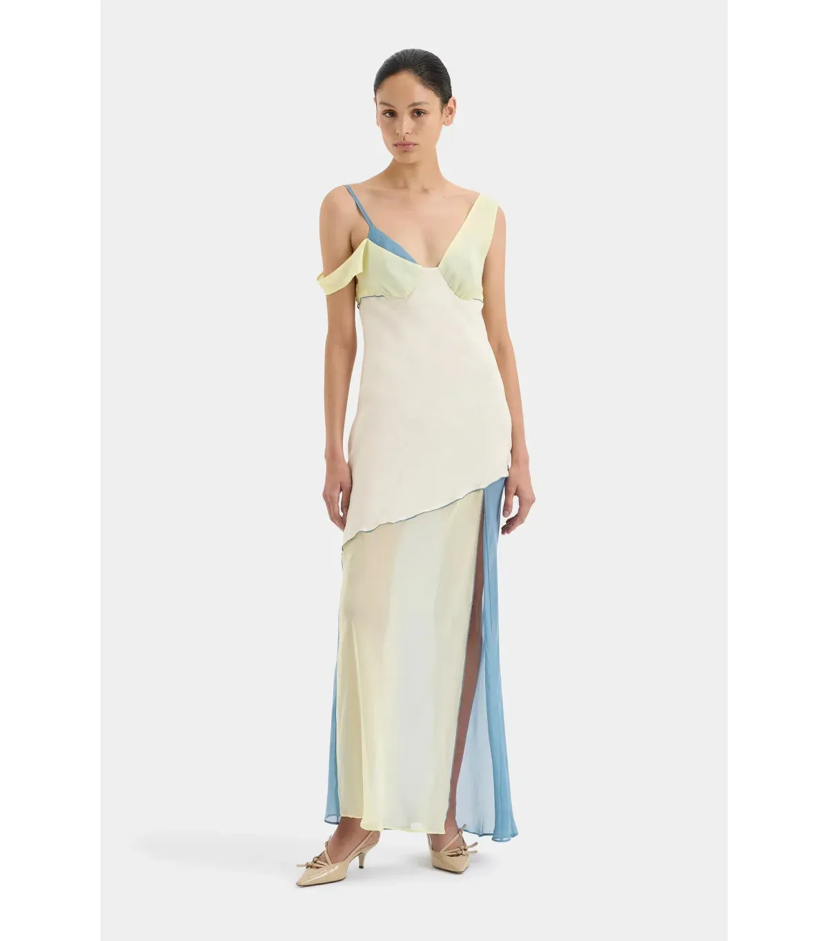 Sir The Label Thames Splice Midi Dress in Ecru Multi Size 0 / AU 6 - Image 4