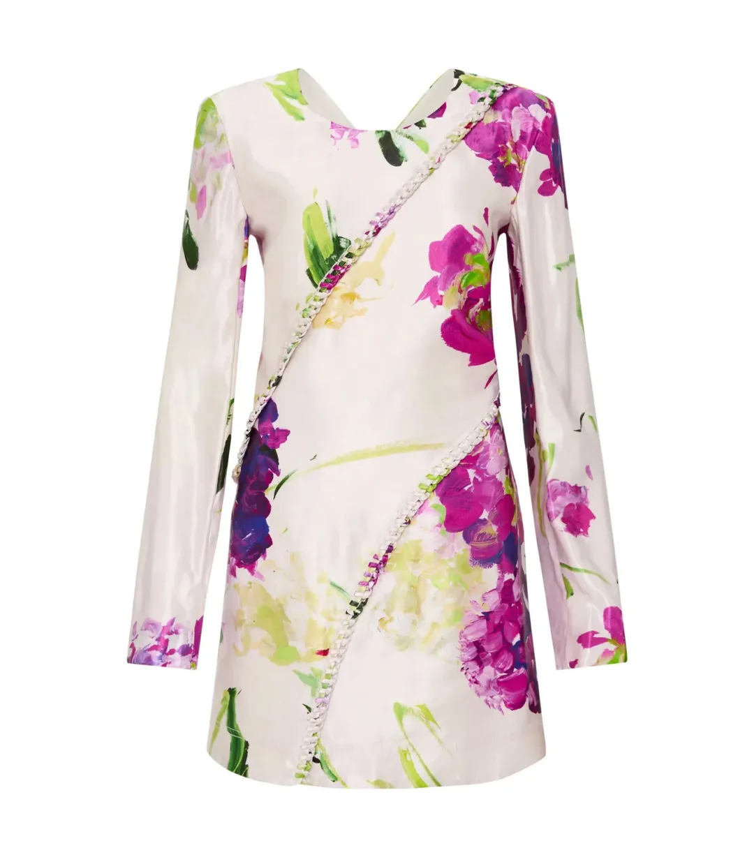 Aje Arbour Whipstitch Mini Dress in Wlid Hydrangea Size AU 8 for rent on The Volte - main image